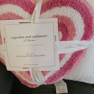 cupcakes & cashmere Pink Heart Decorative Pillows